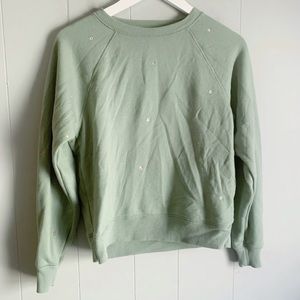 AMERICAN EAGLE OUTFITTERS Green Soft Sweet Floral Embroidered Sweatshirt XS